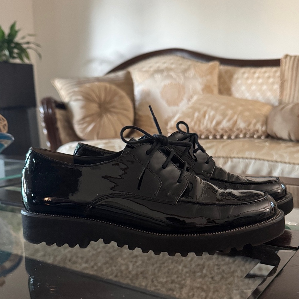 Black Paul Green Audra Lug Sole Derby Loafers